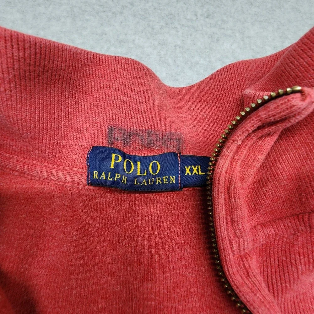 Polo Ralph Lauren Quarter Zip Pullover Sweater Mens XL Red Cotton Knit Pony